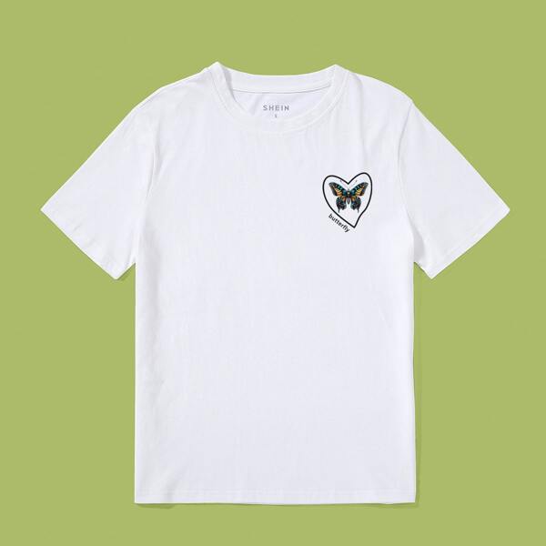 

Butterfly & Letter Graphic Tee, White