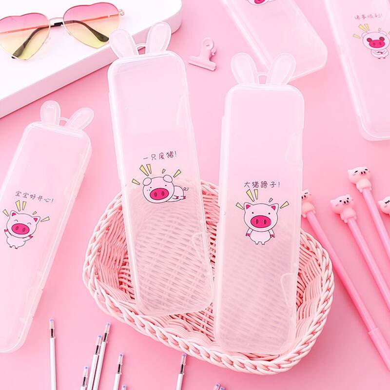 

1set Random Cartoon Pig Gel Pen, Pink