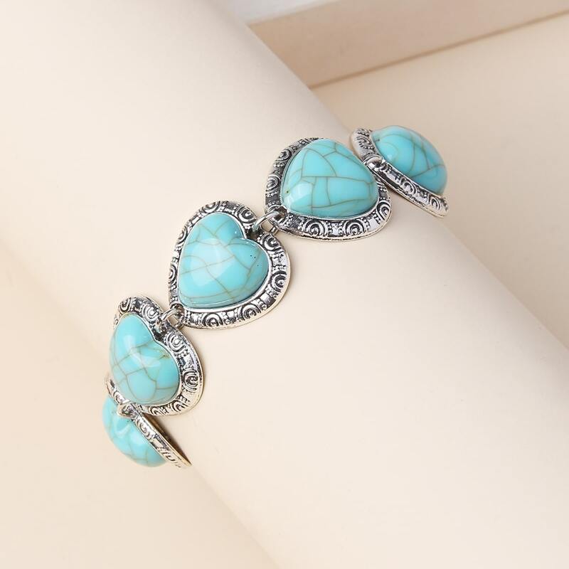 

Heart Linked Bracelet, Blue