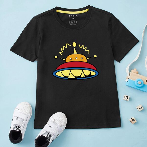 

Toddler Boys Cartoon Graphic Short Sleeve Tee, Black