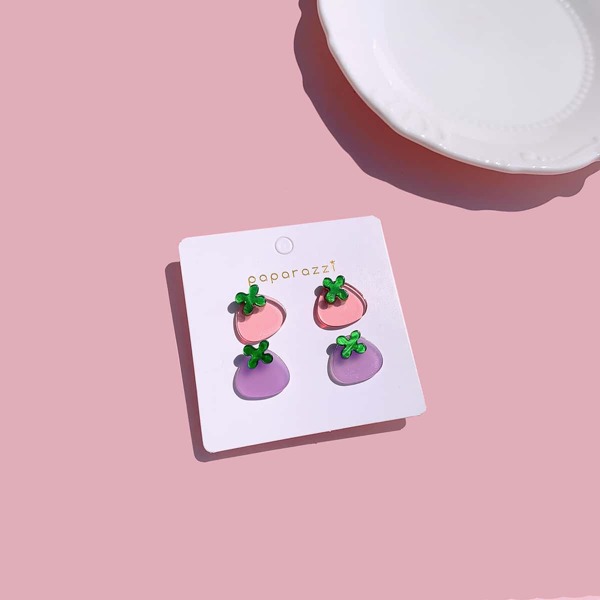 

2pairs Fruit Stud Earrings, Multicolor