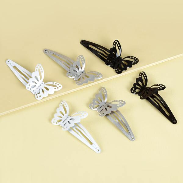 

6pcs Toddler Girls Butterfly Decor Hair Clip, Multicolor