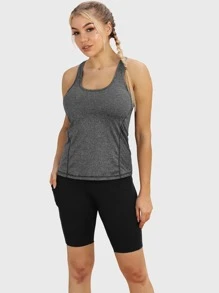 Top De Tanque Deportivo Con Detaille De Costura Y Correas Cruzadas En 3 Piezas - Multicolor - Ver 5