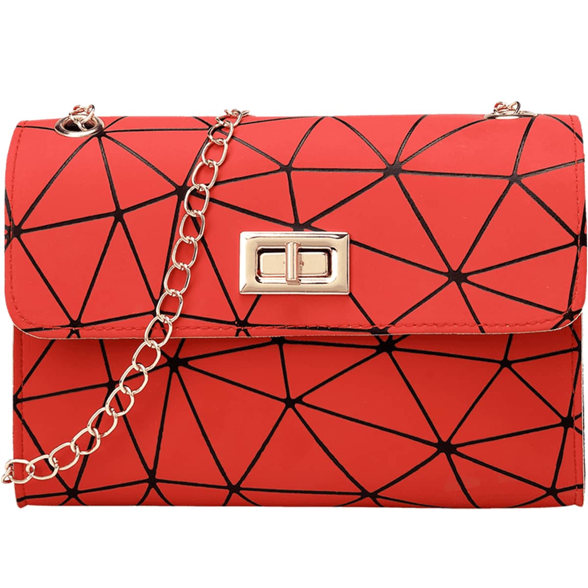 

Geo Chain Crossbody Bag, Red