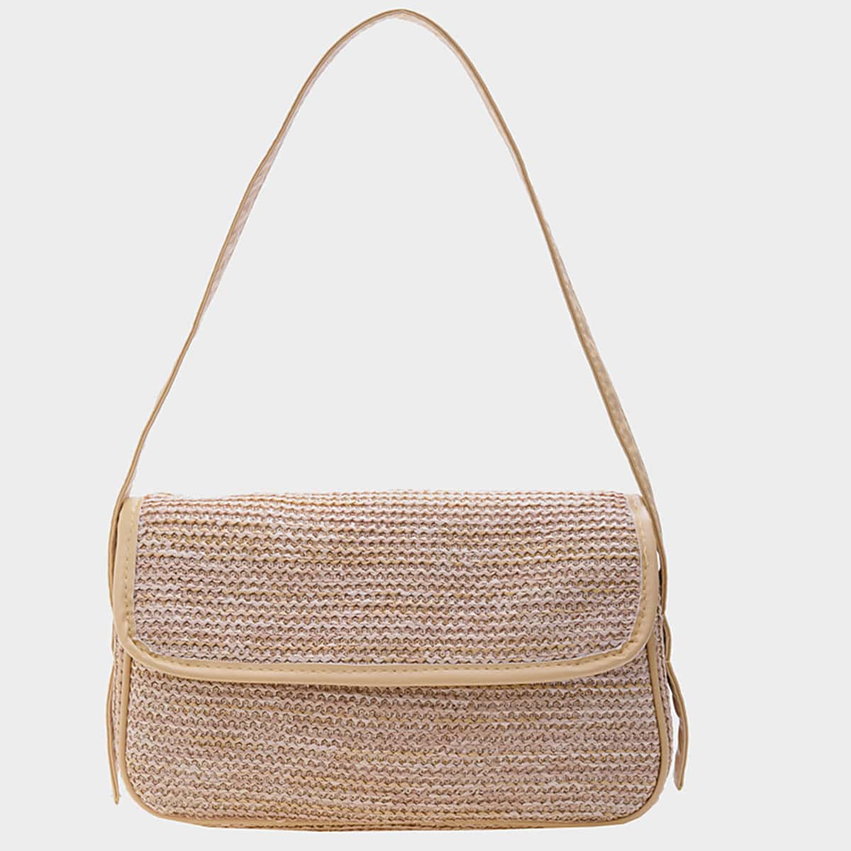 

Straw Flap Shoulder Bag, Khaki