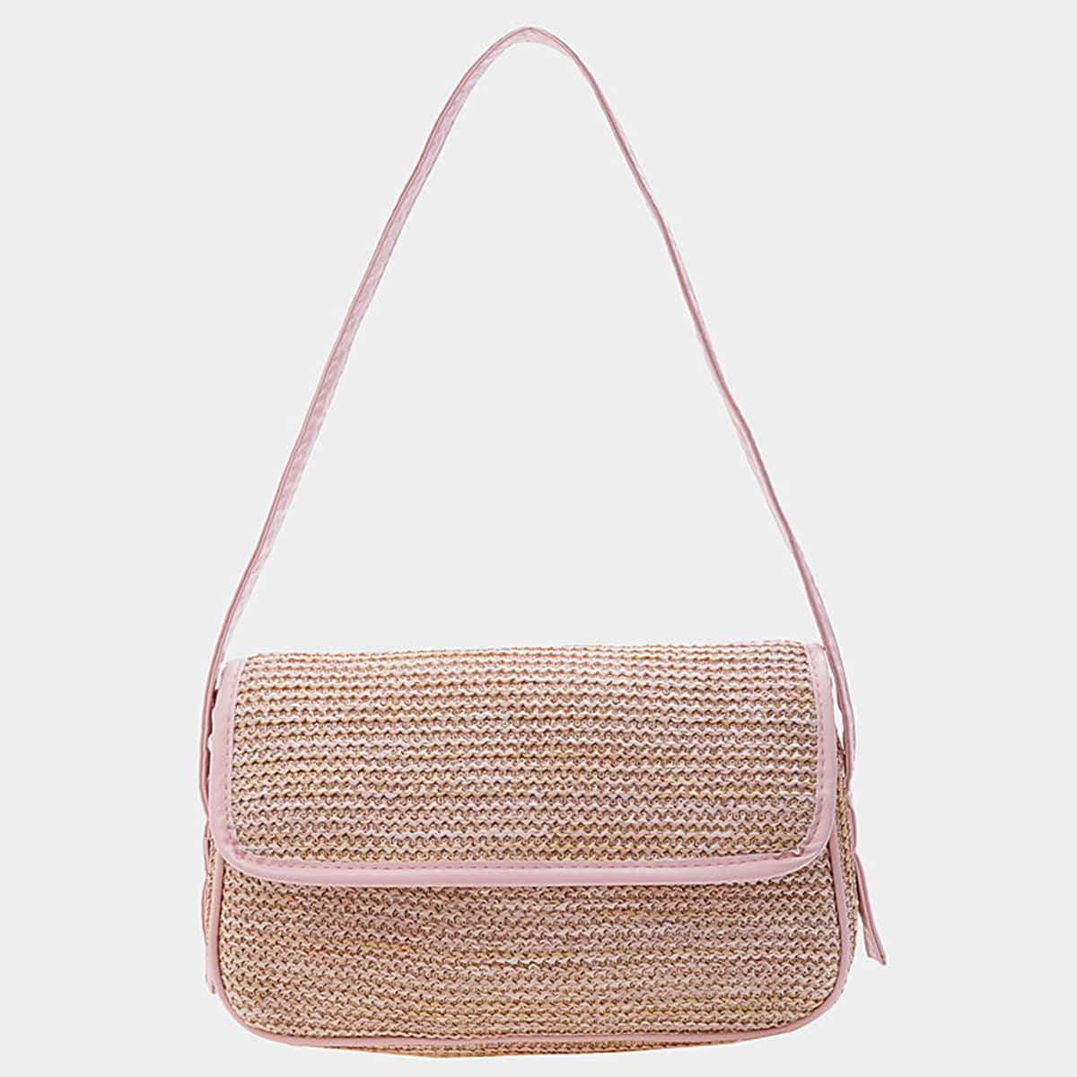 

Straw Flap Shoulder Bag, Khaki