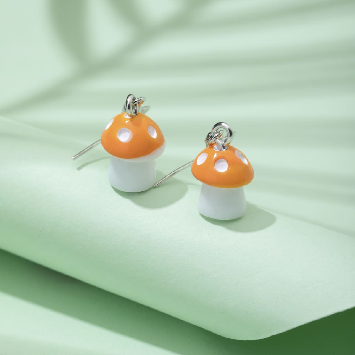 

Mushroom Drop Earrings, Orange
