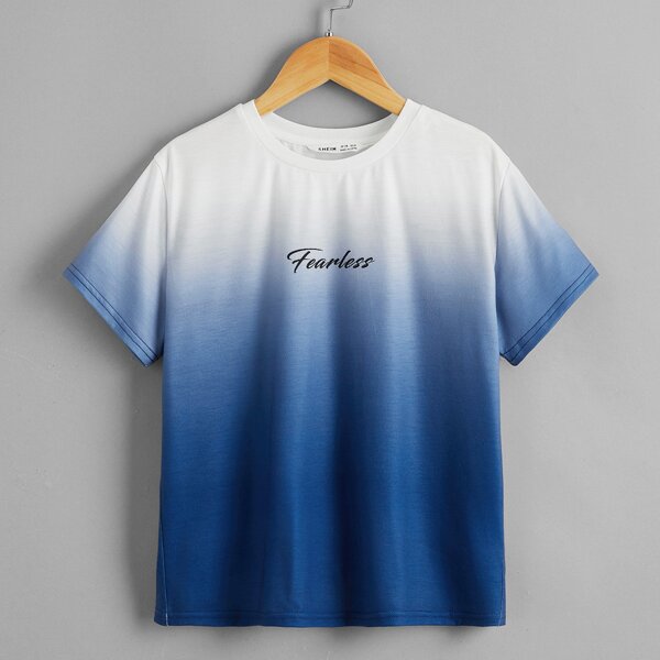 

Boys Letter Graphic Ombre Tee, Blue and white
