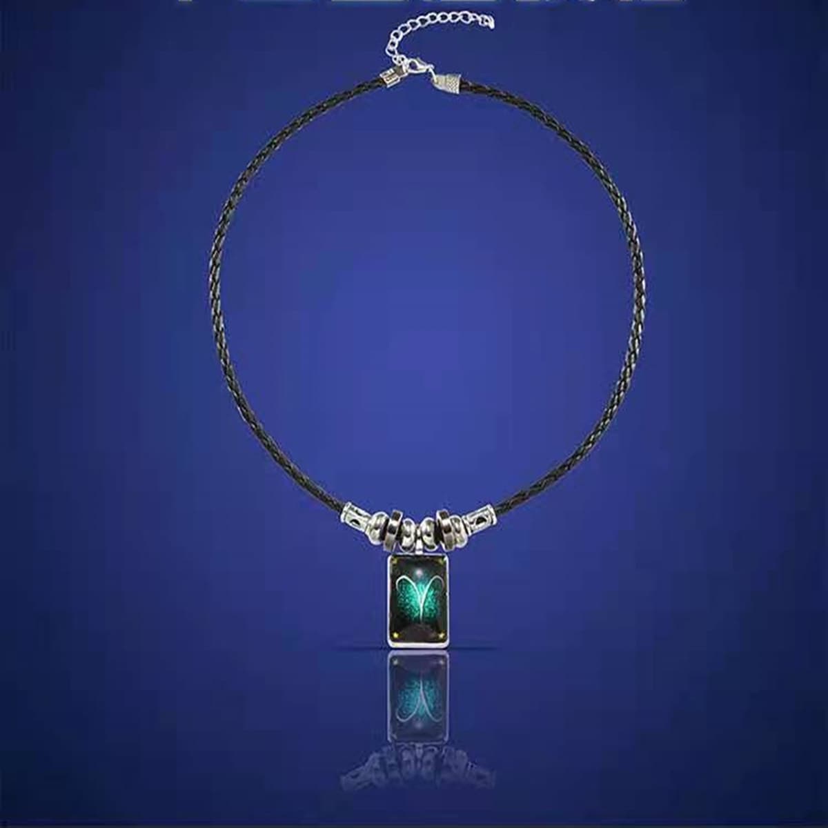 

Guys Luminous Square Necklace, Black