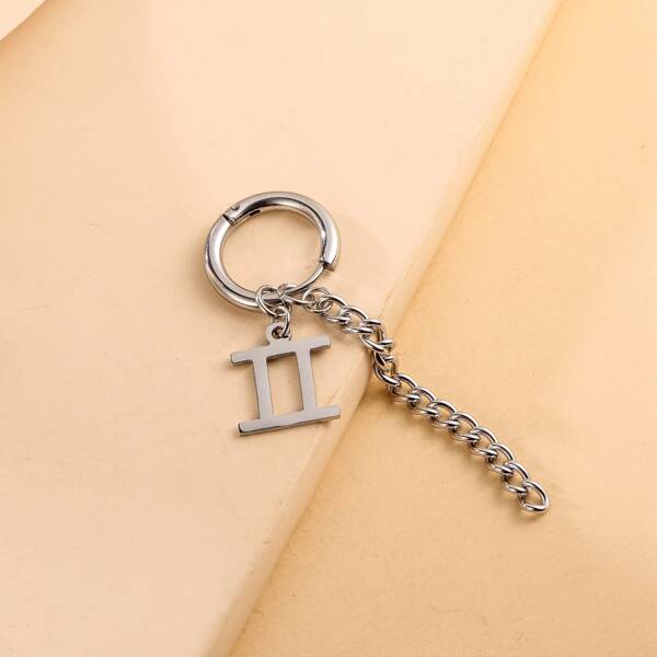 

1pc Men Constellation Sign Charm Drop Earring, Silver