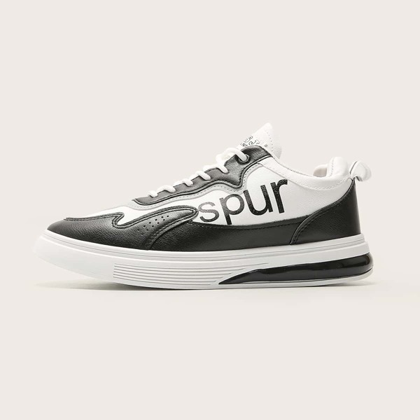 

Men Letter Graphic Lace-Up Front Sneakers, White