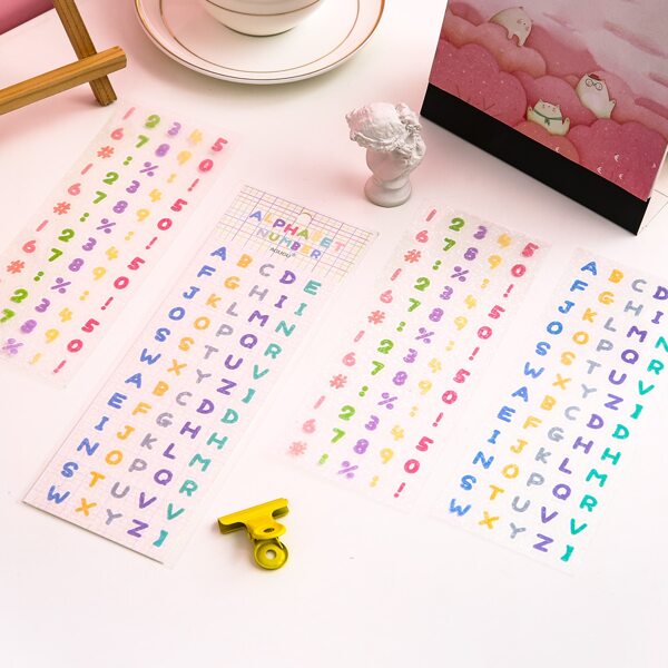 

2sheets Alphabet & Number Sticker, Multicolor