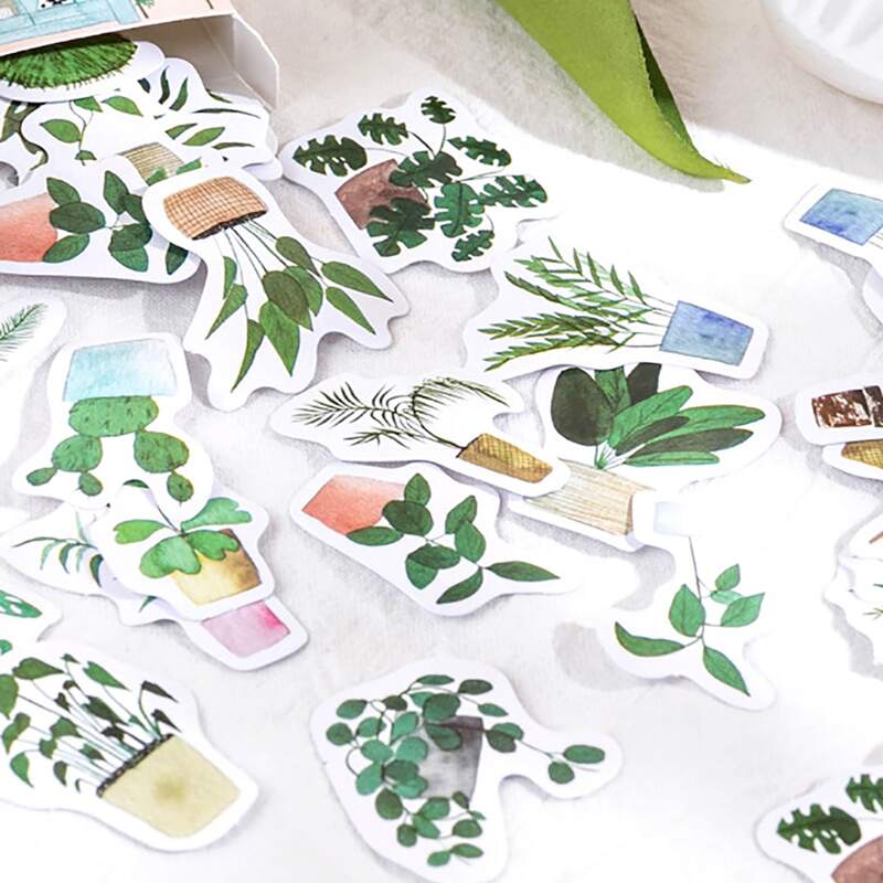 

46pcs Plant Print Sticker, Multicolor