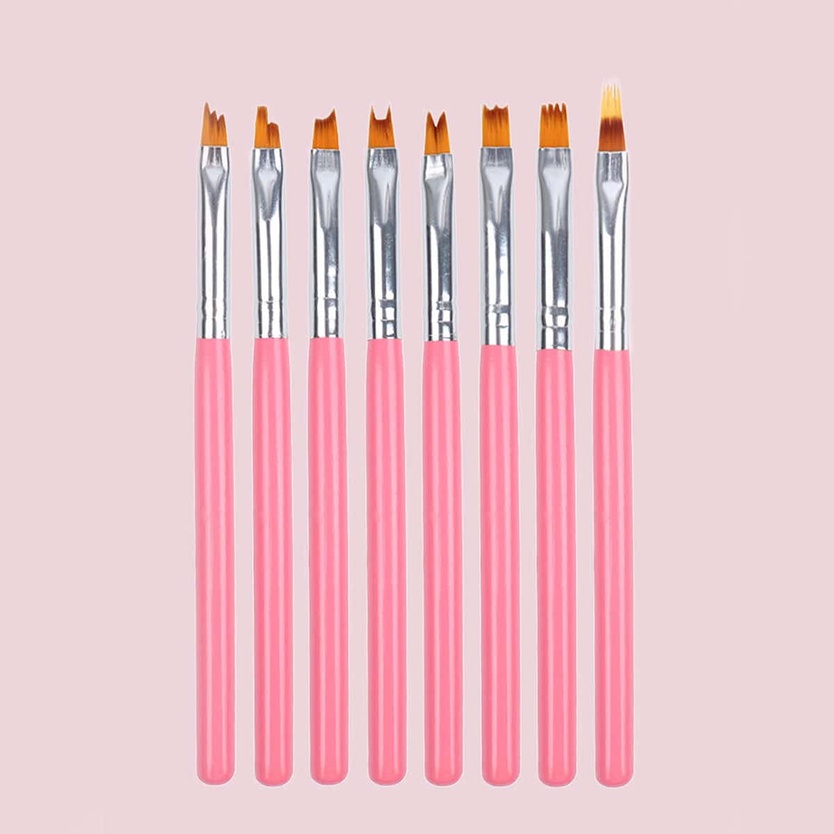 8pcs Flower Petal Nail Art Brush Pen Set, Pink