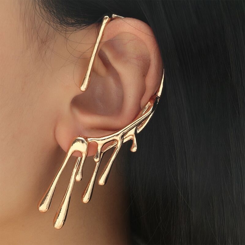 

1pc Water Drop Ear Cuff, Gold