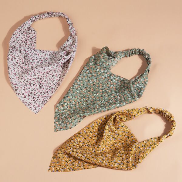 

3pcs Toddler Girls Ditsy Floral Print Hair Band, Multicolor