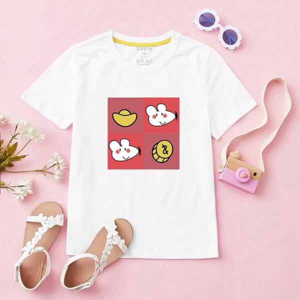 

Toddler Girls Cartoon Graphic Tee, White