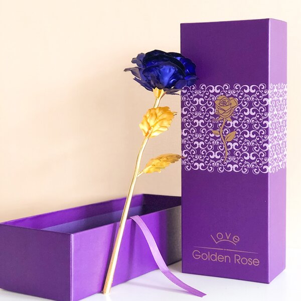 

1pc Artificial Rose With Gift Box, Blue