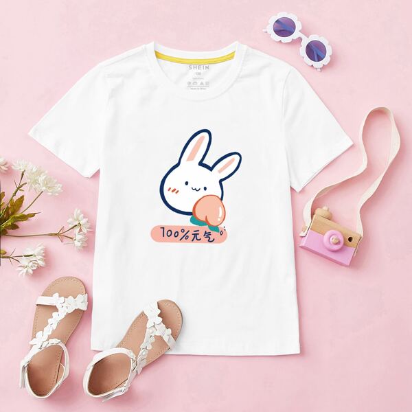 

Toddler Girls Cartoon Graphic Tee, White
