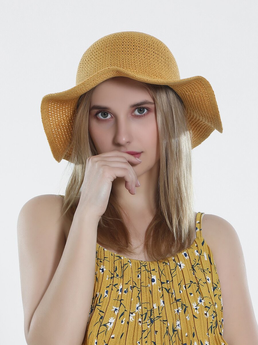 Solid Sun Hat - Yellow - View 1