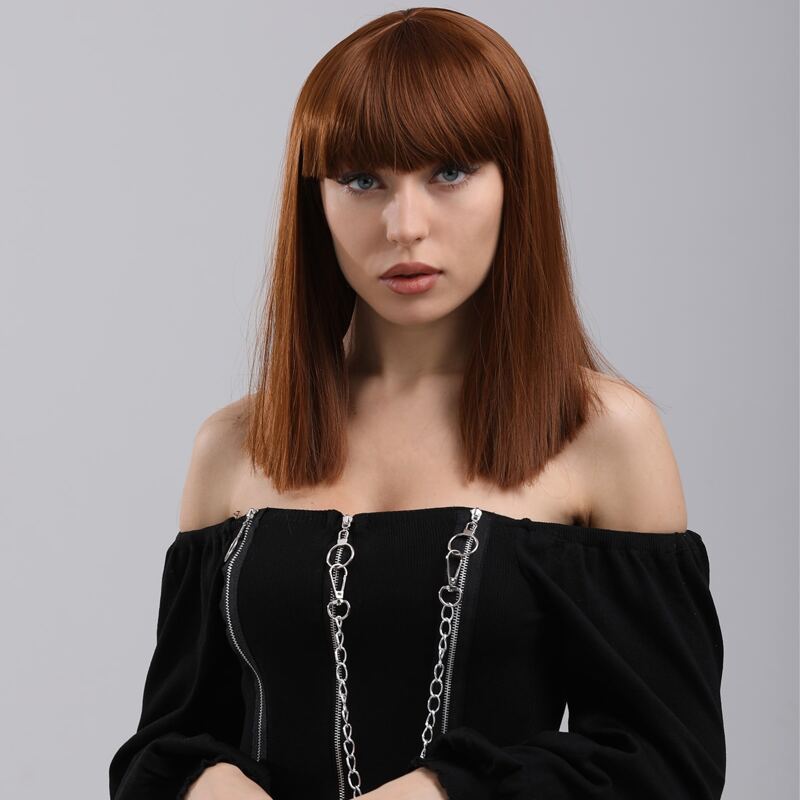 

Natural Long Straight Wig With Bangs, Brown