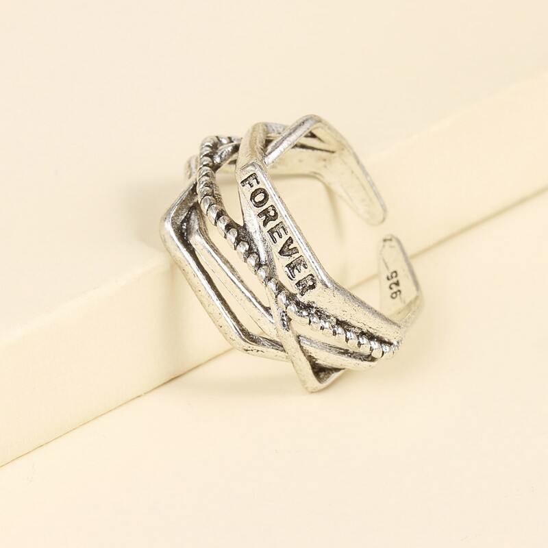 

Letter Decor Ring, Antique silver