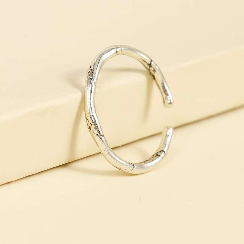 

1pc Simple Cuff Ring, Silver