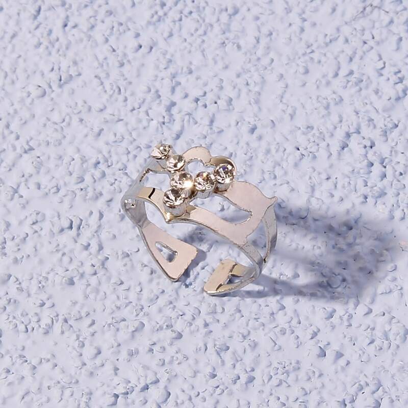

Rhinestone Decor Ring, Silver