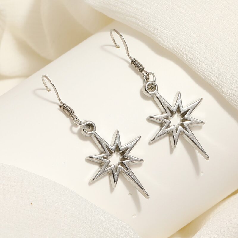 

Hollow Out Star Drop Earrings, Silver