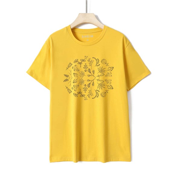 

Plants And Slogan Graphic Tee, Yellow