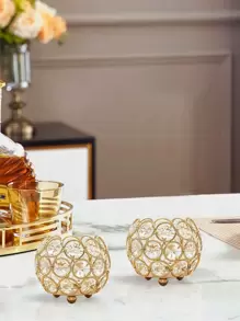 1pc Alloy Candle Holder - Gold - View 3