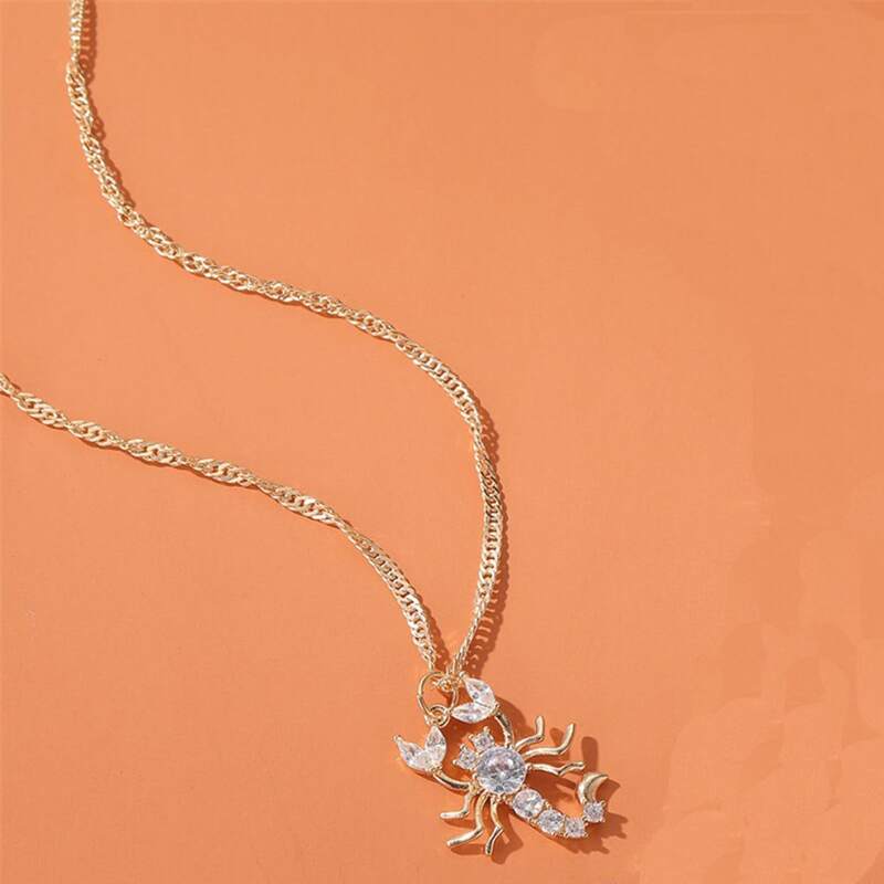 

Rhinestone Scorpion Pendant Necklace, Gold