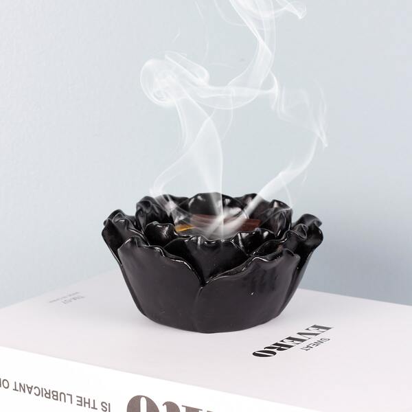 

1pc Flower Shaped Incense Burner, Black