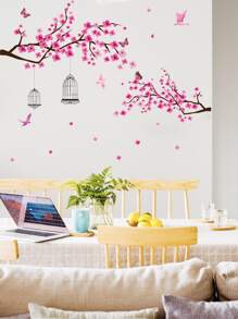 树印花墙贴、贴纸、墙贴花、乙烯基贴花用于家居装饰、春季装饰品让您的家焕然一新、拉玛装饰贴纸礼物生日毕业 - 彩色 - 查看 1