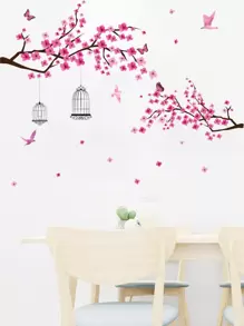 树印花墙贴、贴纸、墙贴花、乙烯基贴花用于家居装饰、春季装饰品让您的家焕然一新、拉玛装饰贴纸礼物生日毕业 - 彩色 - 查看 2