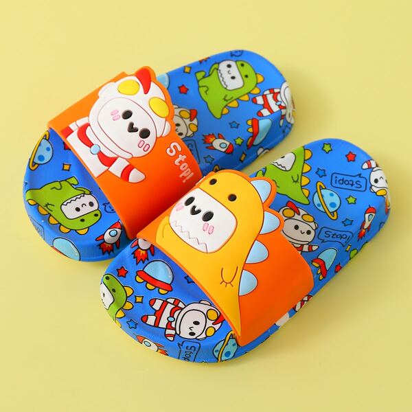 

Toddler Boys Cartoon Graphic Slippers, Orange