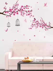 树印花墙贴、贴纸、墙贴花、乙烯基贴花用于家居装饰、春季装饰品让您的家焕然一新、拉玛装饰贴纸礼物生日毕业 - 彩色 - 查看 3