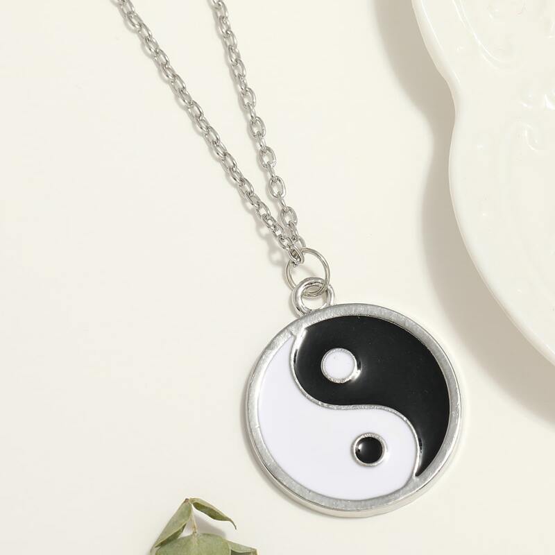 

Yin & Yang Pendant Necklace, Black and white