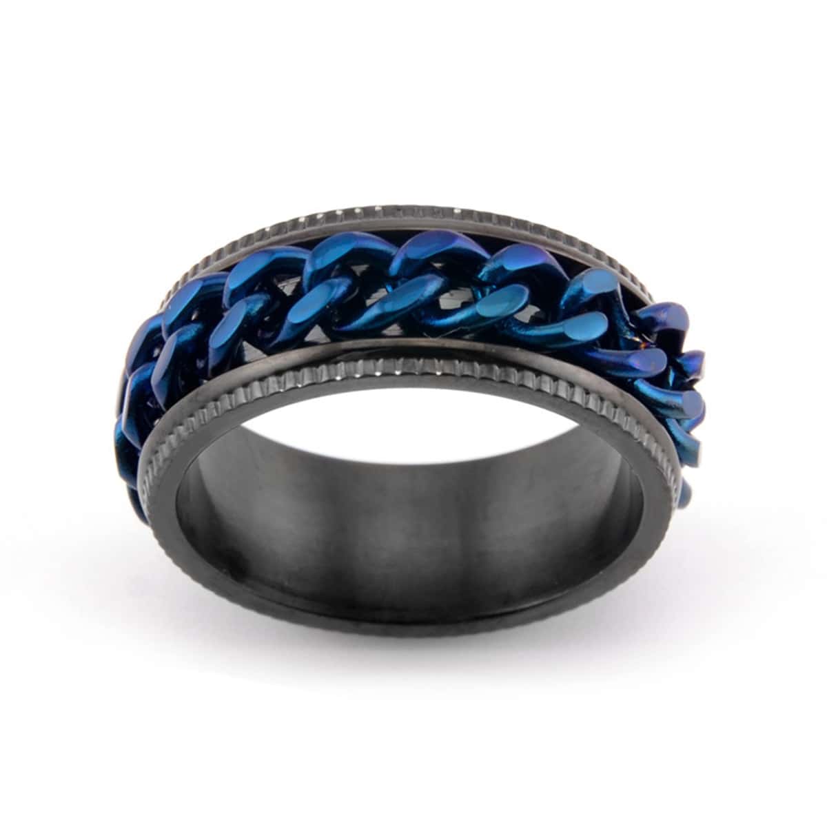 

Guys Chain Decor Ring, Blue