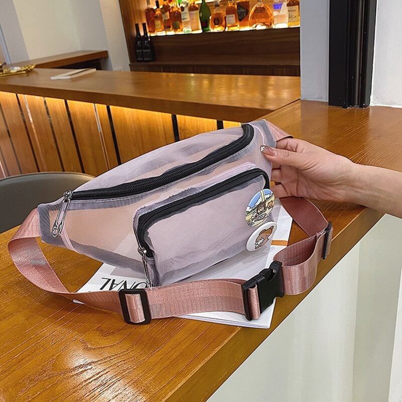 

Mesh Clear Fanny Pack, Baby pink