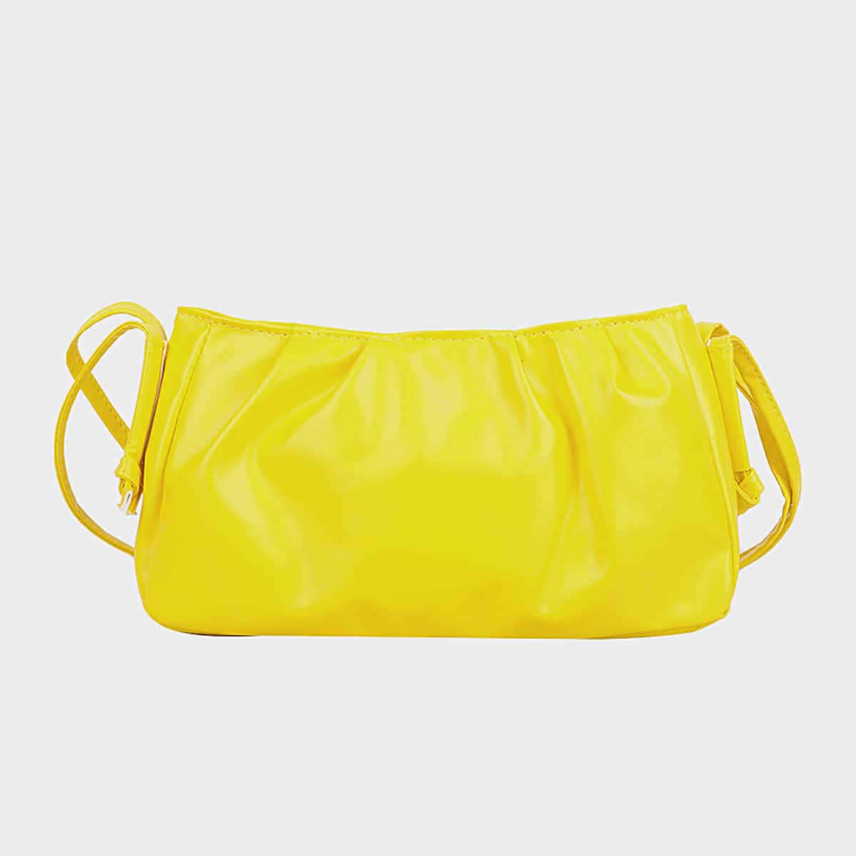 

Solid Ruched Crossbody Bag, Yellow