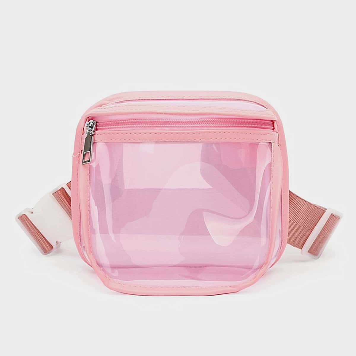 

Clear Zip Fanny Pack, Clear baby pink