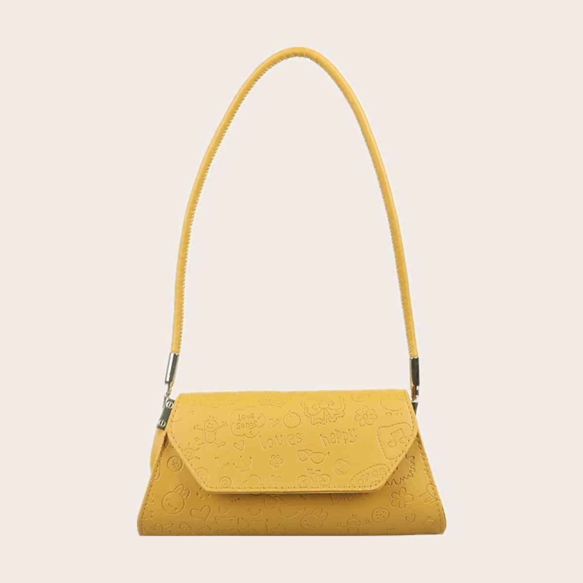 

Cartoon Embossed Crossbody Bag, Yellow