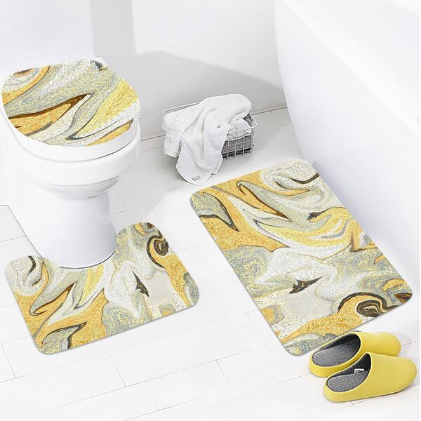 

1pc Geometric Pattern Non-slip Bath Mat, Multicolor