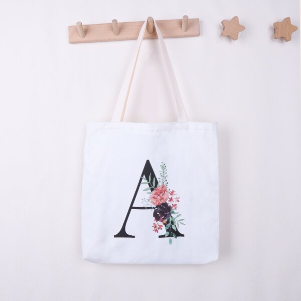 

Letter Graphic Shopper Bag, White