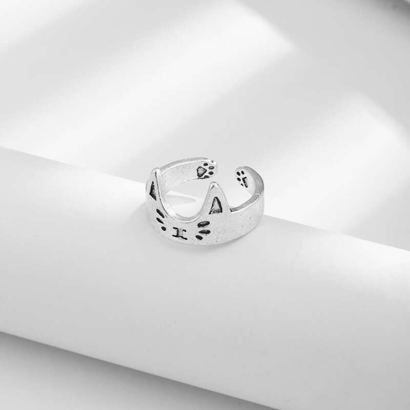

Cat Design Ring, Silver