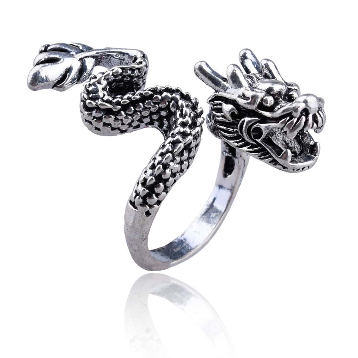 

Guys Dragon Design Ring, Antique silver