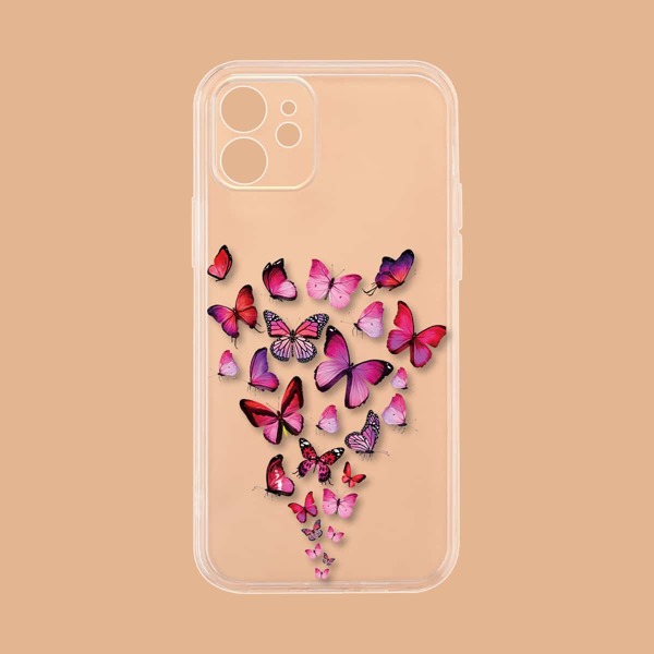 

Butterfly Print Phone Case, Clear