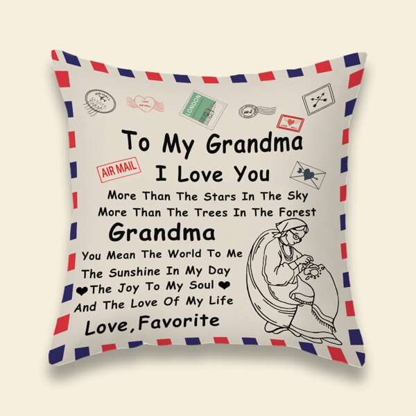 

Letter Graphic Cushion Cover Without Filler, Multicolor