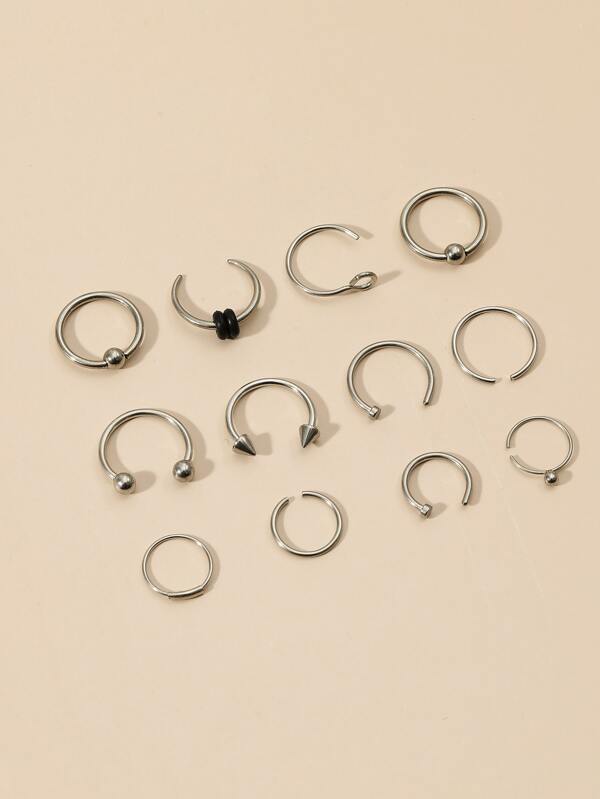 12pcs Simple Nose Ring, Stainless Steel Jewelry SHEIN USA